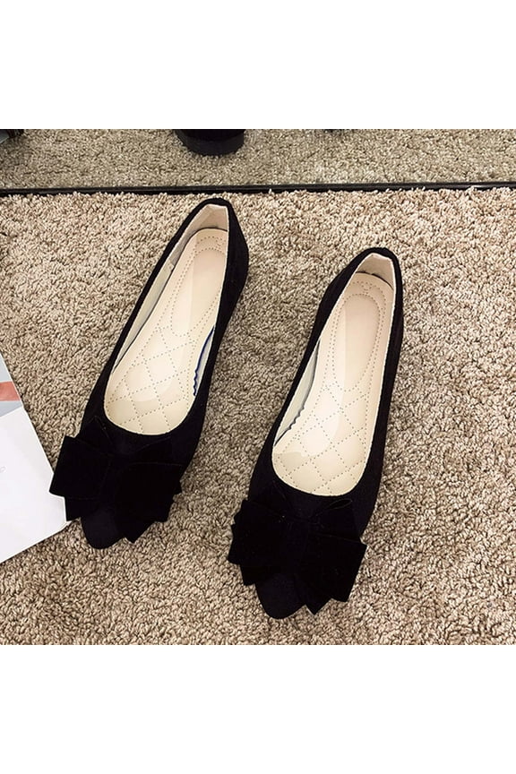 Women Ballets Flats Shoes Point Toe Suede Shoes Elegant Slip On Shoes With Bow Knot For Work Travel