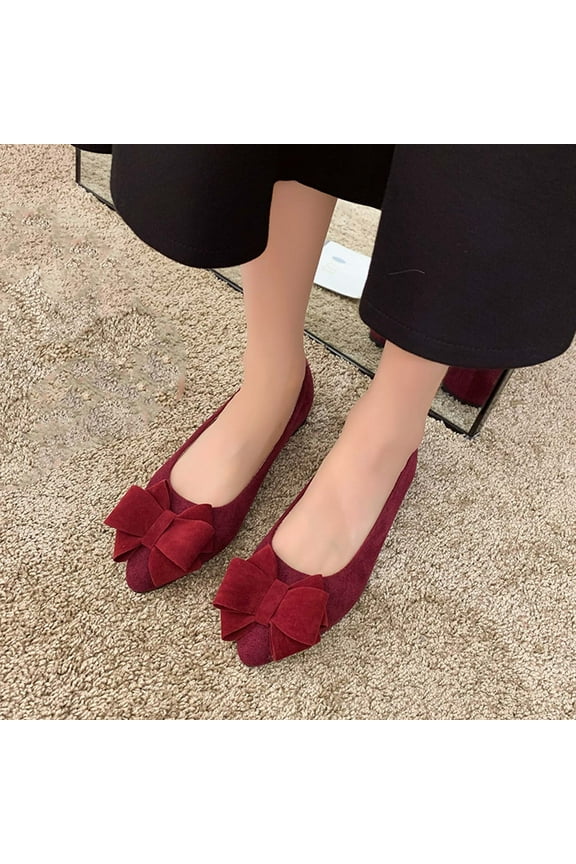 Women Ballets Flats Shoes Point Toe Suede Shoes Elegant Slip On Shoes With Bow Knot For Work Travel