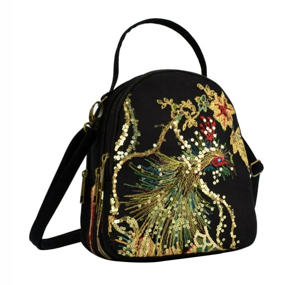 Aueoeo Women Canvas Tote Bags Embroidered Pattern Sequin Bag Handbags Stylish Casual Shoulder Bags