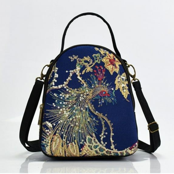 Aueoeo Women Canvas Tote Bags Embroidered Pattern Sequin Bag Handbags Stylish Casual Shoulder Bags