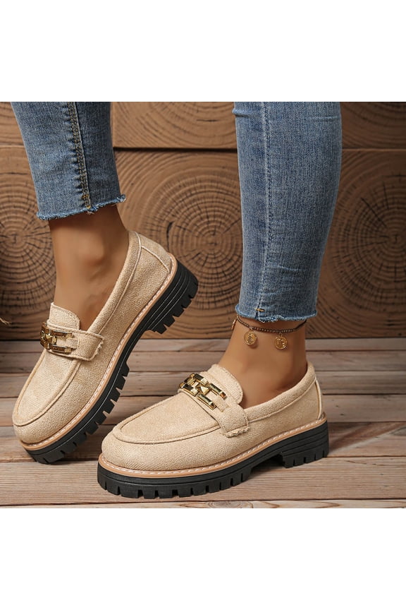 Women Casual Shoes Soft Low Heel Versatile Breathable Solid Color Metal Chain One Kick Shallow Mouth Lazy Shoe
