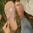 thumbnail image 1 of Aueoeo Women Clear Sandals for Rhinestone Decor Slides Backless Bling Sandals Daily Casual Beach Summer Flat Shoes, 1 of 8
