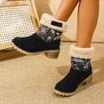 thumbnail image 1 of Aueoeo Women Embroidery Boots Round Toe Mid Calf Boots Fleece Lined Long Boots comfortable Fall Winter Boots, 1 of 6