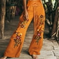 thumbnail image 1 of Aueoeo Women High Waist Pants Flower Embroidery Comfy Casual Straight Leg Pants Wide Leg Lightweight Trousers, 1 of 6
