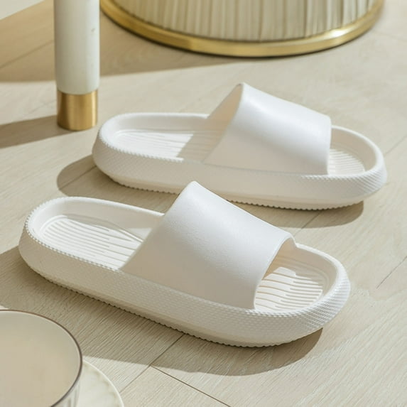 Aueoeo Women House Slippers, Cloud Slides for Women and Men, Pillow Slippers, Non-Slip Quick Drying Super Soft Shower Shoes, Thick Sole Open Toe Slides Sandals for Indoor & Outdoor