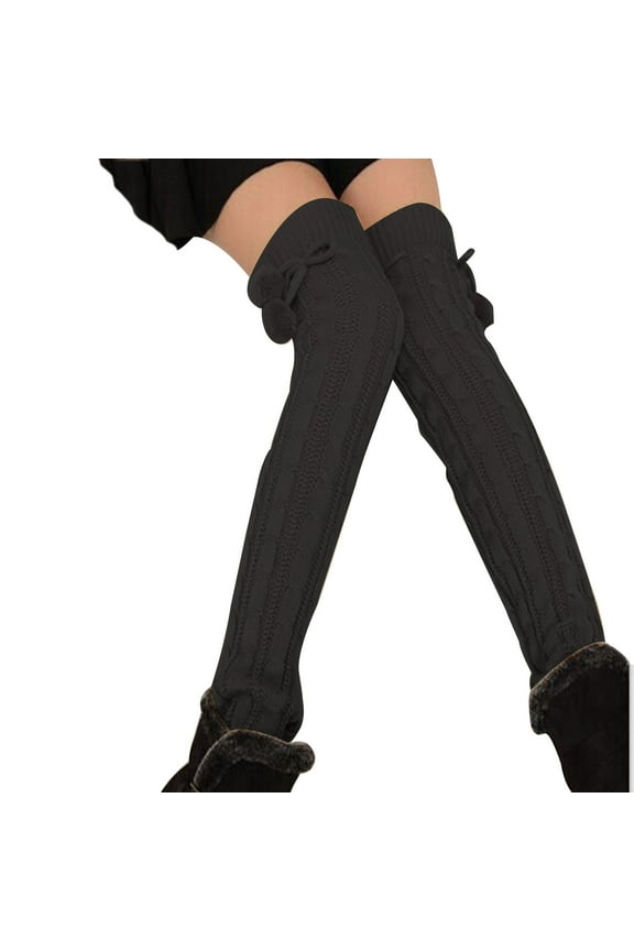 Women Knit Knee High Boot Sock Cotton Scrunch Sock for Women Solid Color Warm Winter Socks