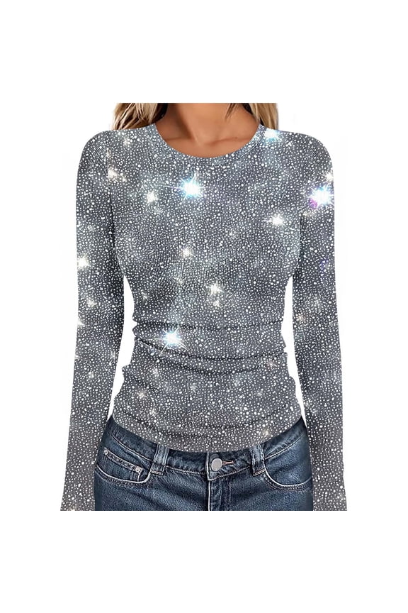 Women Long Sleeve Shirts Crew Neck Rib Knit Slim Fitted Ruched Crop Tops Casual Fall Winter Tight Tops