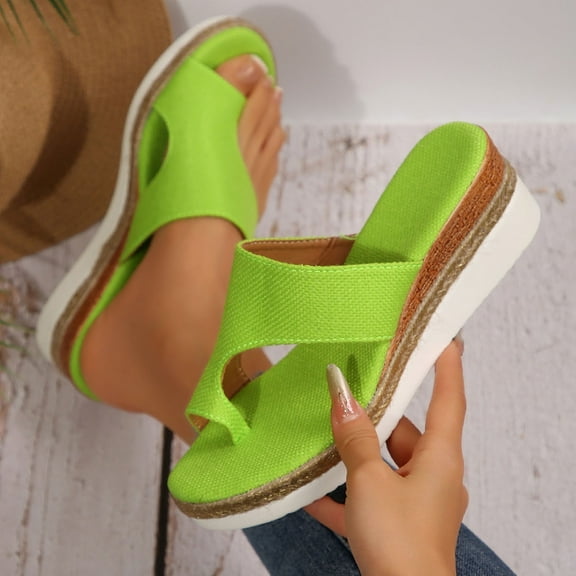 Aueoeo Women Low Wedge Slipper Comfy Flip Flops Slip On Slippers Casual Shoes Comfoy Summer Beach Sandals