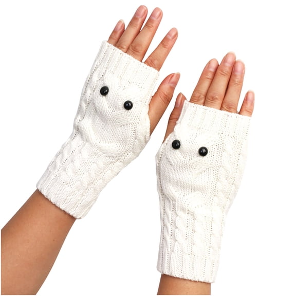 Aueoeo Women Men Fingerless Gloves Thumb Hole Cozy Half Fingerless Mitten Knit Driving Gloves Wrist Thermal Warmers