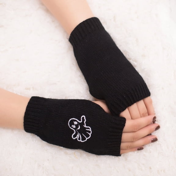 Aueoeo Women Men Fingerless Gloves Thumb Hole Cozy Half Fingerless Mitten Knit Typing Driving Gloves Wrist Warmers