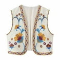 thumbnail image 1 of Aueoeo Women Open Front Crop Vests Ethnic Style Vintage Embroidered Floral Vests Top Sleeveless Boho Waistcoat Jacket, 1 of 3