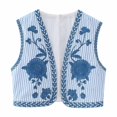 thumbnail image 1 of Aueoeo Women Open Front Crop Vests Ethnic Style Vintage Embroidered Floral Vests Top Sleeveless Boho Waistcoat Jacket, 1 of 3