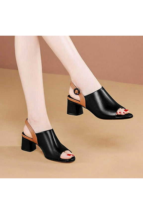 Women Open Toe Booties Dressy Sandals Mid Block heel Fashion Street Shoes Casual Summer Walking Shoes