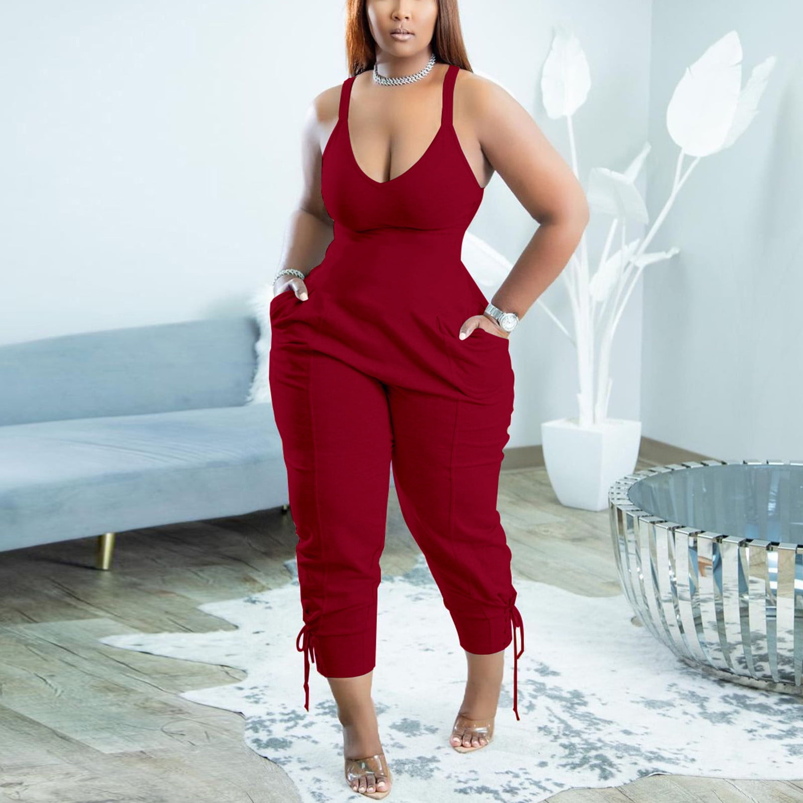 Aueoeo Plus Size Jumpsuits for Women Dressy, Women's Sexy