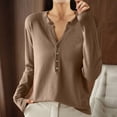 thumbnail image 1 of Aueoeo Women'S Acrylic Knitted Shirts Casual Long-Sleeved Top Button -Down V-Neck Pullover Soft Tops Brown 2X-L, 1 of 3