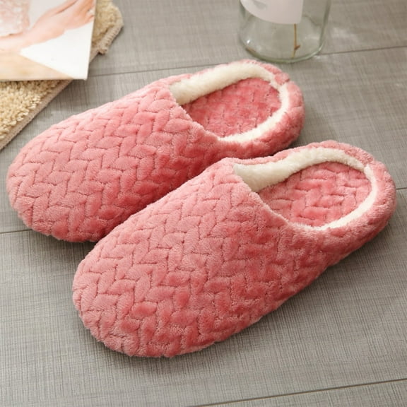 Aueoeo Women Slippers, Women's Soft Memory Foam Slippers Slip on Fuzzy Slippers, Indoor Warm Winter Plush Cotton Slippers