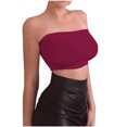 thumbnail image 1 of Aueoeo Women Summer Tube Tops Basic Crop Tops Strapless Tank Casual Short Shirts Cut Off Going Out Cami Top, 1 of 3