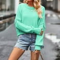 thumbnail image 1 of Aueoeo Women Sweaters, Women's Fashion Loose Knit Sweater Solid Color Fall Long Sleeve Crewneck Sweaters Pullover Tops, 1 of 4