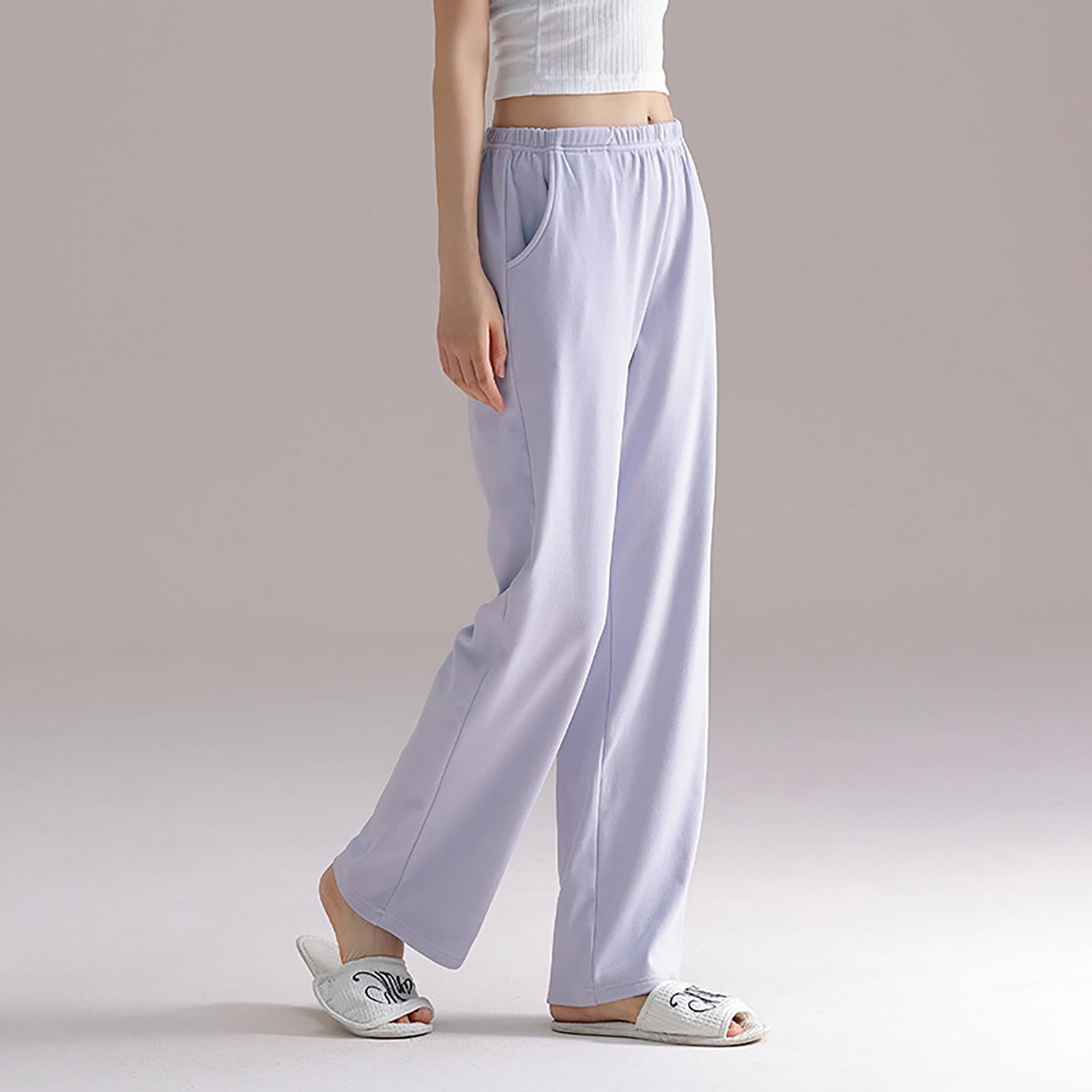 High Waist Wide Leg Jogger Pants with Pockets main image 1