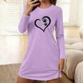 thumbnail image 1 of Aueoeo Women T Shirt Dresses Long Sleeve Crew Neck Flowy Solid Color Dress Cute Graphic Printed Fashion Dress, 1 of 6