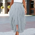 thumbnail image 1 of Aueoeo Women Tulles Skirt High Low Layered Puffy Skirts Pleated A-line Midi Skirt Front Asymmetrical Long Skirts Gray XL, 1 of 8