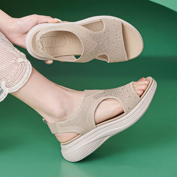 Aueoeo Women Wedge Sandals Summer Wedge Heel Fish Mouth Casual Sandals Comfy Orthotic Sandals for Vacation