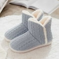 thumbnail image 1 of Aueoeo Women Winter Snow Boots Textured Knitted Walking Booties Fuzzy Furs Lined Warm Outdoor Ankle Short Boot, 1 of 3