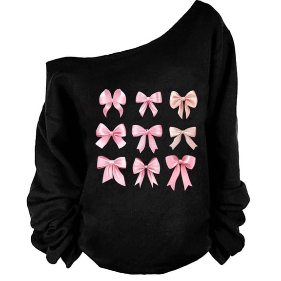Aueoeo Women Workout Tops, Pullover For Women Loose Fits Women's Fashion Printed One Shoulder Slanted Shoulder Long Sleeved Loose Hoodie Customized Pullover