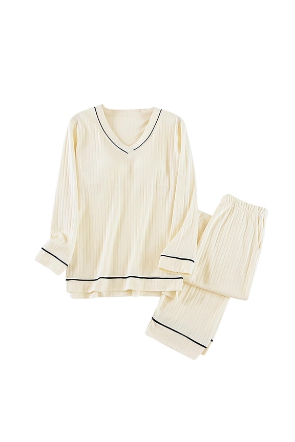 Women's 2 Piece Outfits Spring Knit V Neck Sets Long Sleeve Buttons Sweater Top Elastic Waist Wide Leg Pants Tracksuits