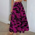 Aueoeo Women&#039;s 2025 Spring Summer Skirt Leaf Printed Dress Elastic High