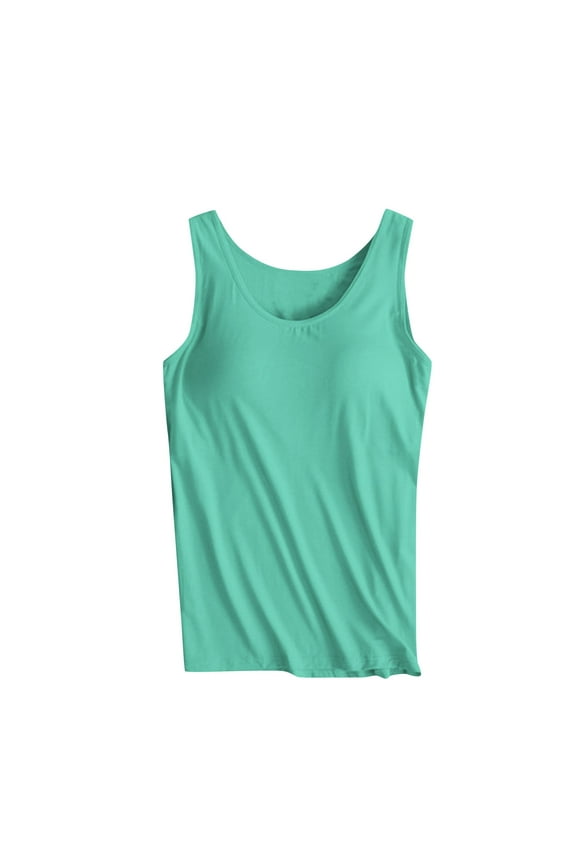 Women's Athletic Compression Tank Top with Sport Bra Running Shirts Padded Camisole without Rims and Cup