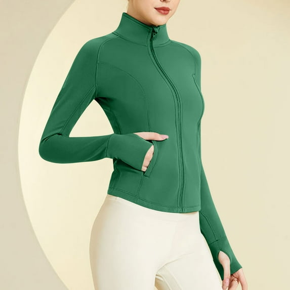 Aueoeo Women's Athletic Jacket Long Sleeve Lightweight Slim Fits Crew Collar Shirts Hiking Outdoor Coat