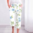 thumbnail image 1 of Aueoeo Women's Boho Linen Printed Loose Capris Pants Fashion Straight Leg Pants Lightweight Breathable Cropped Pants, 1 of 5