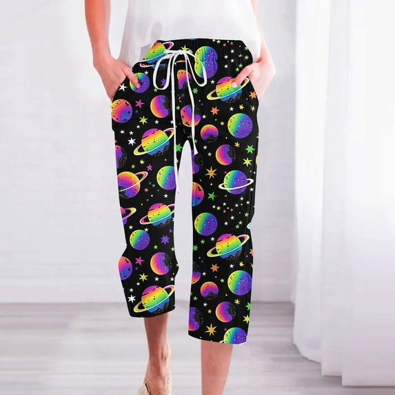 Aueoeo Women's Capris Pants Wide Leg Basic Lounge pants Classic Loose Fits Casual Drawstring Yoga Lightweight Trouser