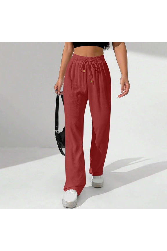 Women's Casual Pants Loose Wide Leg Cozy Pants Drawstring Pants Comfy High Waisted Sports Loungewear Pants