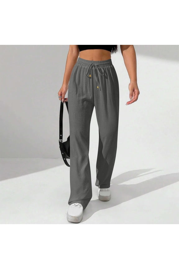 Women's Casual Pants Loose Wide Leg Cozy Pants Drawstring Pants Comfy High Waisted Sports Loungewear Pants