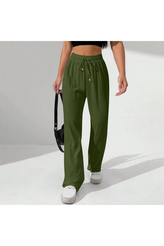 Women's Casual Pants Loose Wide Leg Cozy Pants Drawstring Pants Comfy High Waisted Sports Loungewear Pants