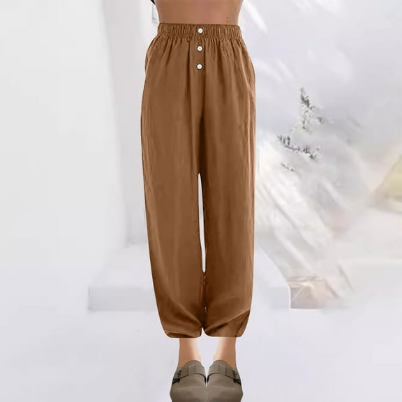 Aueoeo Women's Casual Pants Loose Wide Leg Cozy Pants High Waisted Elastic Sweatpants Comfy Sports Athletic Lightweight Pants with Pockets