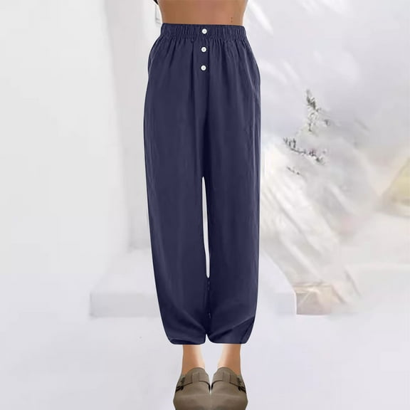 Aueoeo Women's Casual Pants Loose Wide Leg Cozy Pants High Waisted Elastic Sweatpants Comfy Sports Athletic Lightweight Pants with Pockets