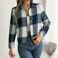 thumbnail image 1 of Aueoeo Women's Checkered Jacket Button Up Long Sleeved Short Coats Casual Soft Comfy Fashion Jacket, 1 of 6