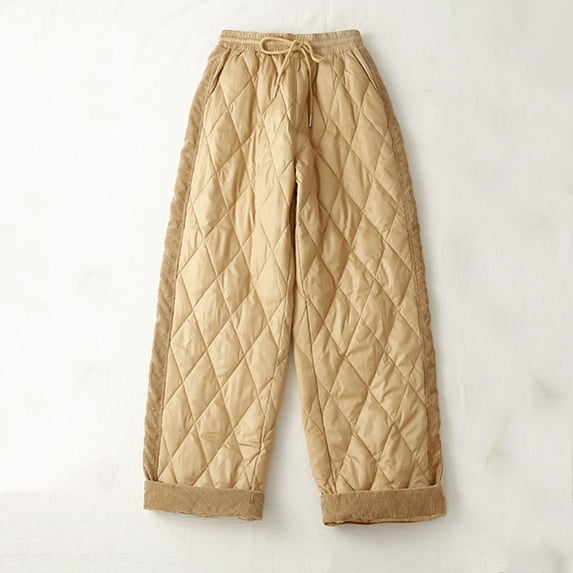 Aueoeo Women's Fall Casual Loose Drawstring Wide Leg Pants with Pockets High Waist Pants Warm Winter Pants