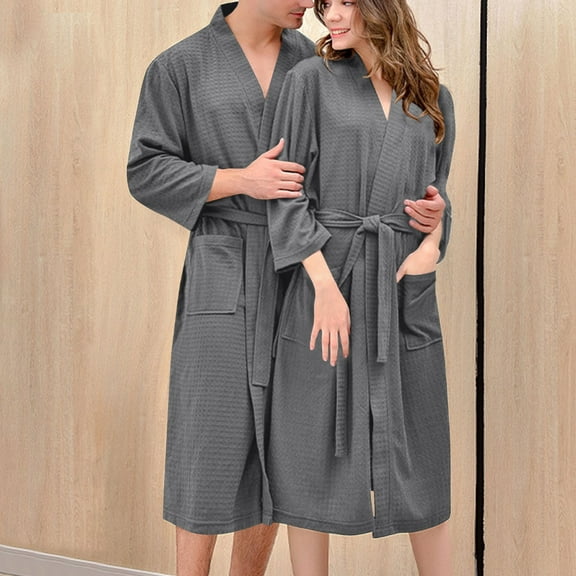 Aueoeo Women's Fall Winter Warm Nightgown Long Sleeve Bathrobe Loungewear Fashion Trendy Robe With Pockets
