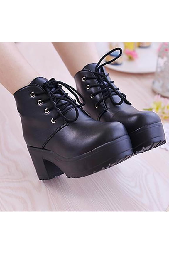 Women’s Fashion Ankle Booties Side Zipper Lace-up Combat Boots Retro Flat Bottom Shoes Casual Plus Size Slip On Double Zipper Shoes on Clearance