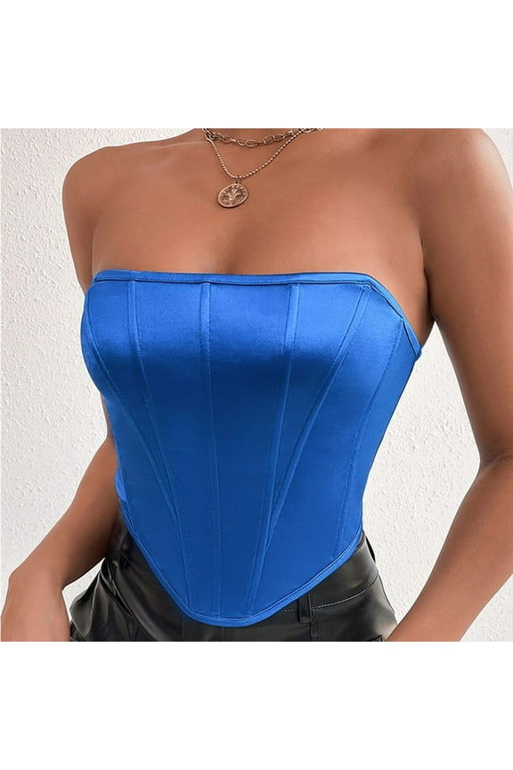 Women's Fashion Tank Top Solid Color Slim Fitted Backless Sleeveless Top Short Breast Wrap Vests
