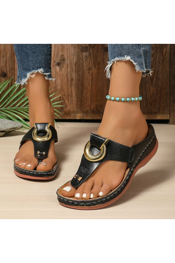 Women's Faux Leather Flip Flop Slippers Fashion Ladies Lightweight Yoga Thong Sandals Summer Casual Beach Shoes