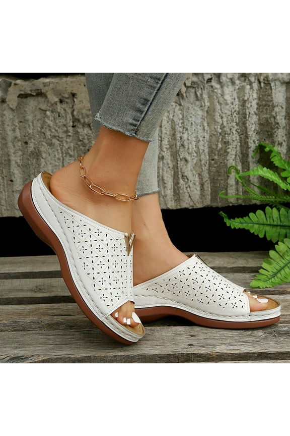 Women's Flat Slides Sandals with Arch Support Slip On Slides Shoes Non Slip Rubber Sole Orthotic Slides