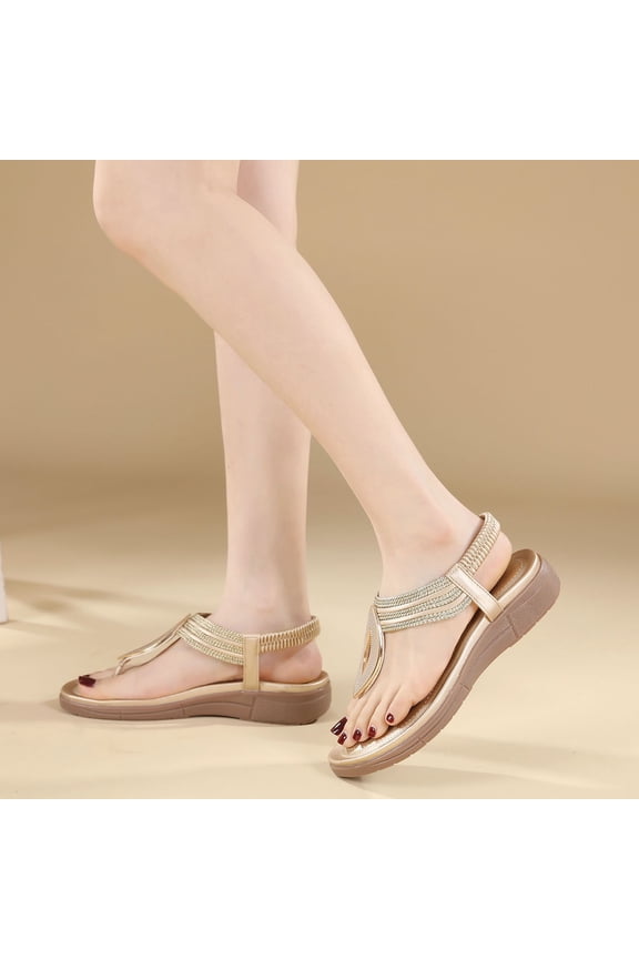 Women's Flip Flop Sandals - Strappy Thong Beach Sandals Dressy Summer Bohemian Sandals Spring Casual Comfy Boho Shoes