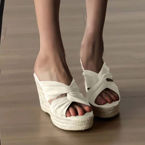 Aueoeo Women's High-Heeled Slippers Fashionable Casual Versatile Shoes Trendy Round Open Toes Walking Slipper