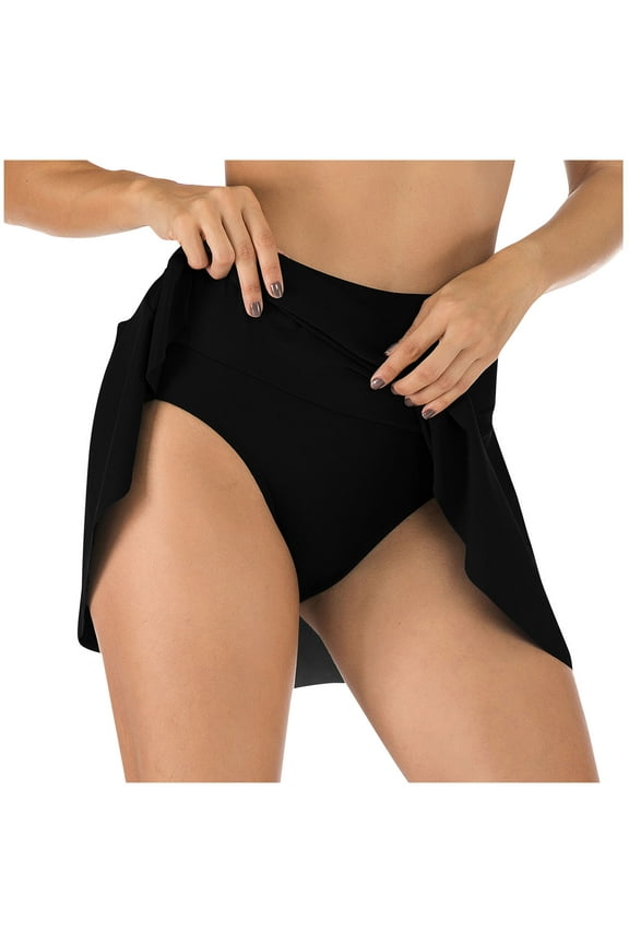 Women's High Waisted Swim Skirt Bathing Suit Swimsuit Tankini Bottoms Solid Color Swimming Beach Skirts