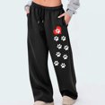 thumbnail image 1 of Aueoeo Women's Jogger Pants Cute Claws Printing Wide Leg Pants High-Waisted Drawstring Casual Sweatpants With Pockets Black L, 1 of 4